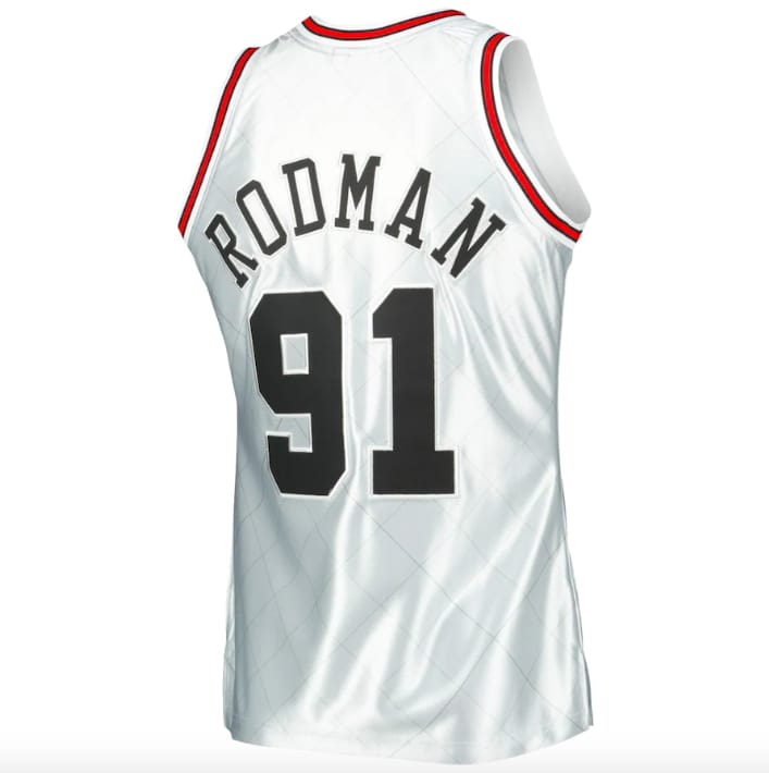 Баскетбольная джерси 1997-98 Chicago Bulls #91 Dennis Rodman Hardwood Classics 75th Anniversary Platinum Jersey