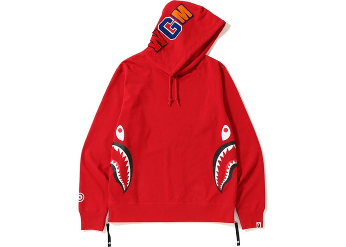 Худи BAPE Side Zip Shark Wide Pullover Hoodie Red