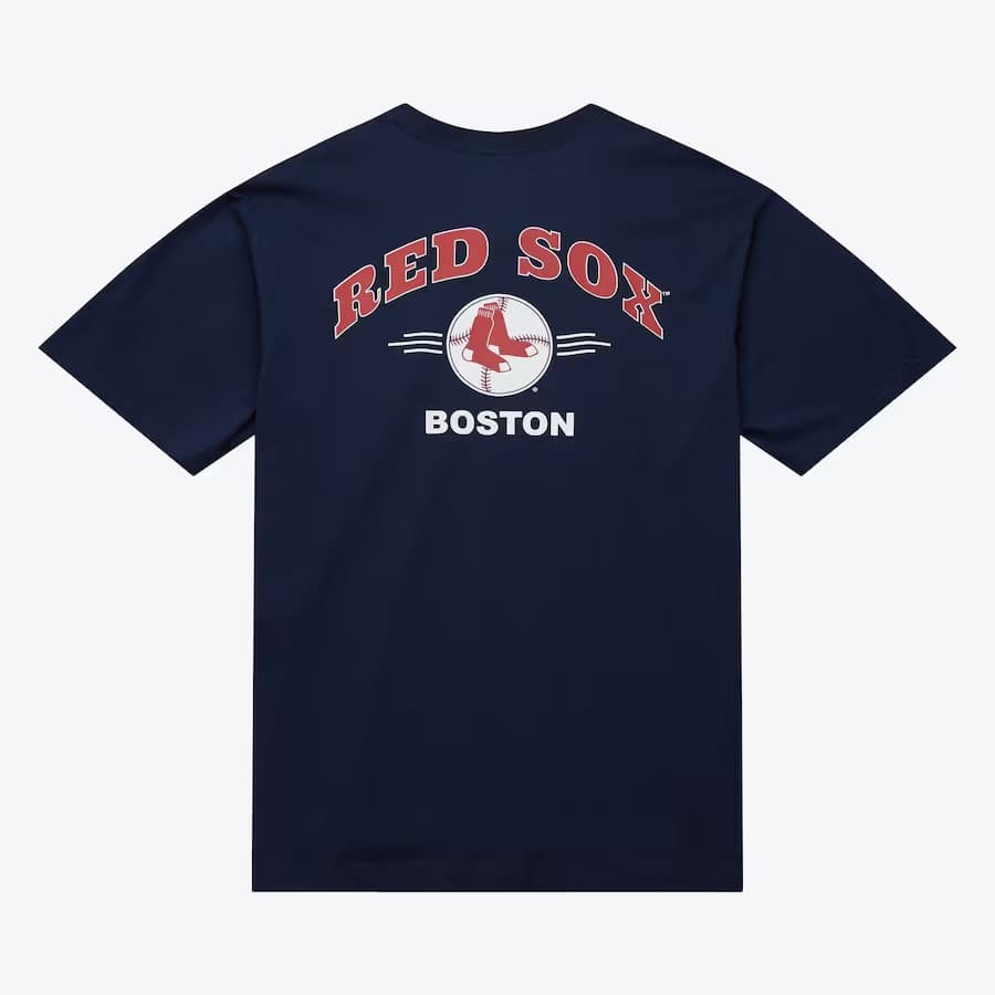 Футболка Mitchell & Ness Navy Boston Red Sox Vintage Logo Double Hit Pocket T-Shirt