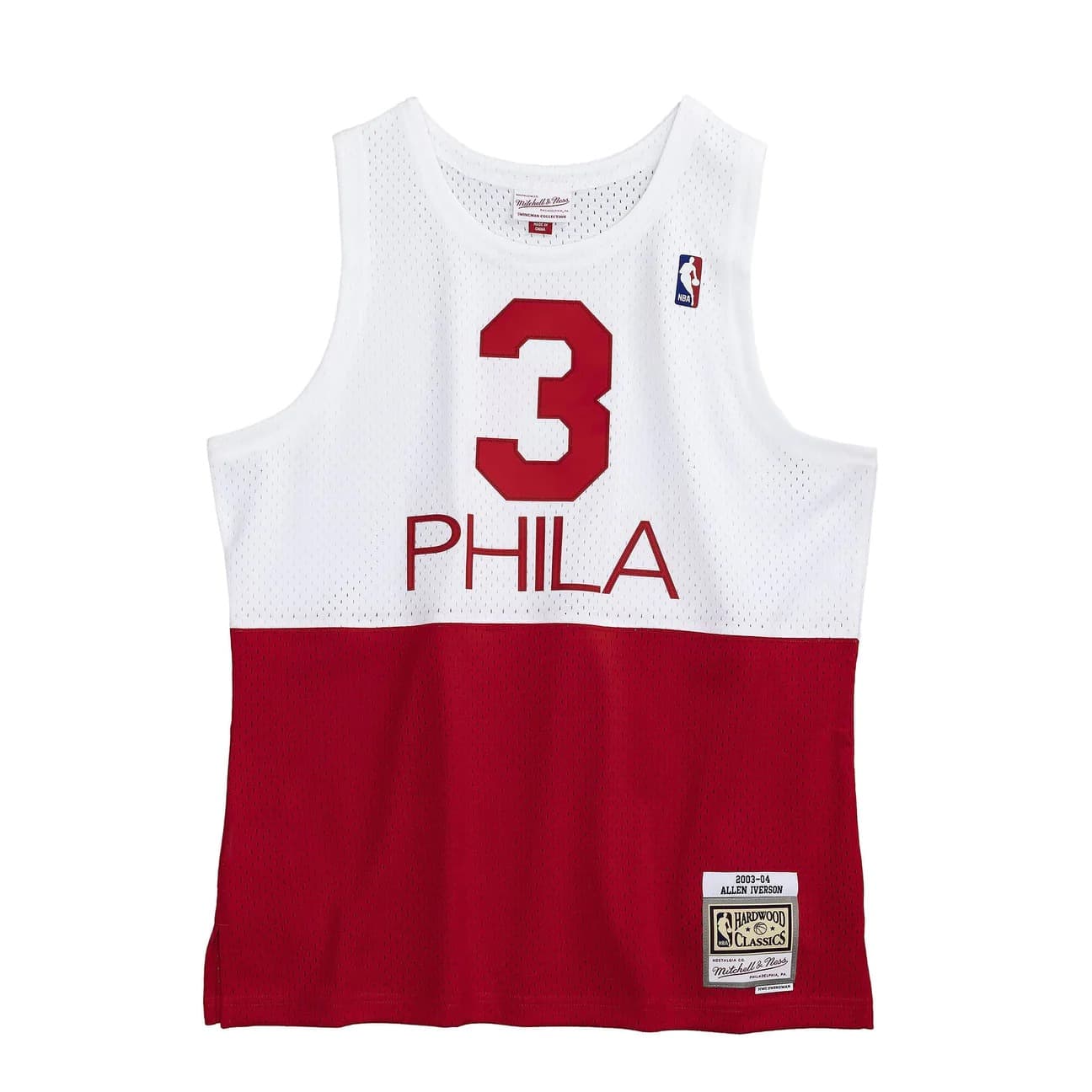 Баскетбольная джерси 2003-04 Philadelphia 76ers Allen Iverson #3 Swingman Hardwood Classics White Red Jersey
