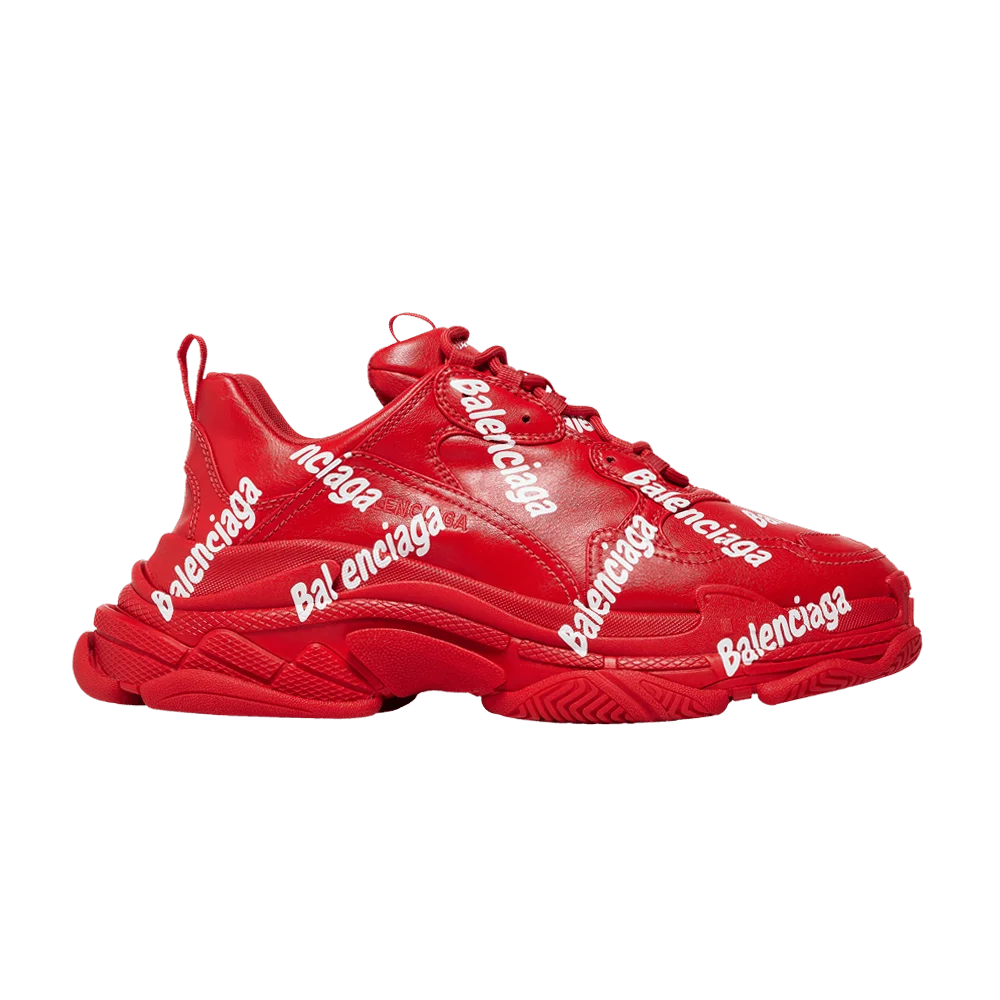 Кроссовки Balenciaga Triple S Sneaker 'Allover Logo - Tomato Red'