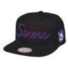 Mitchell-Ness-Pink-Under-Script-Snapback-HWC-Philadelphia-76ers-100x100