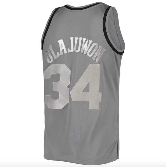 Баскетбольная джерси 1993-94 Houston Rockets #34 Hakeem Olajuwon Mitchell & Ness Retired Player Charcoal Jersey