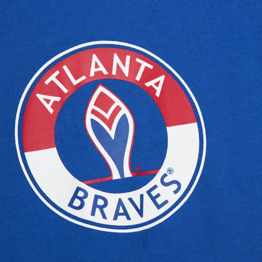 Футболка Mitchell & Ness Royal Atlanta Braves Cooperstown Collection Hometown Vintage Logo T-Shirt