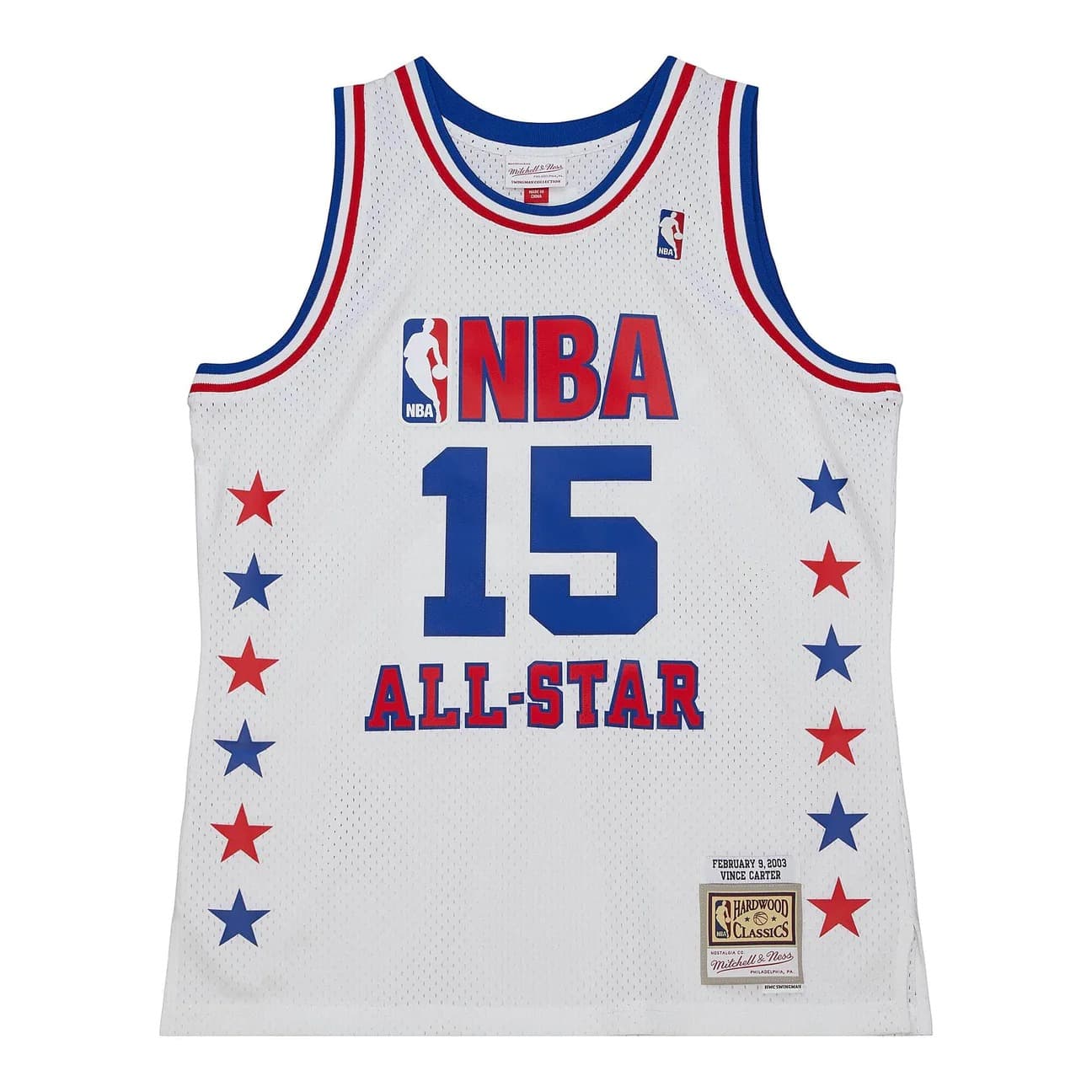 Баскетбольная джерси 2003 All Star Game Vince Carter #15 Swingman Hardwood Classics White Jersey