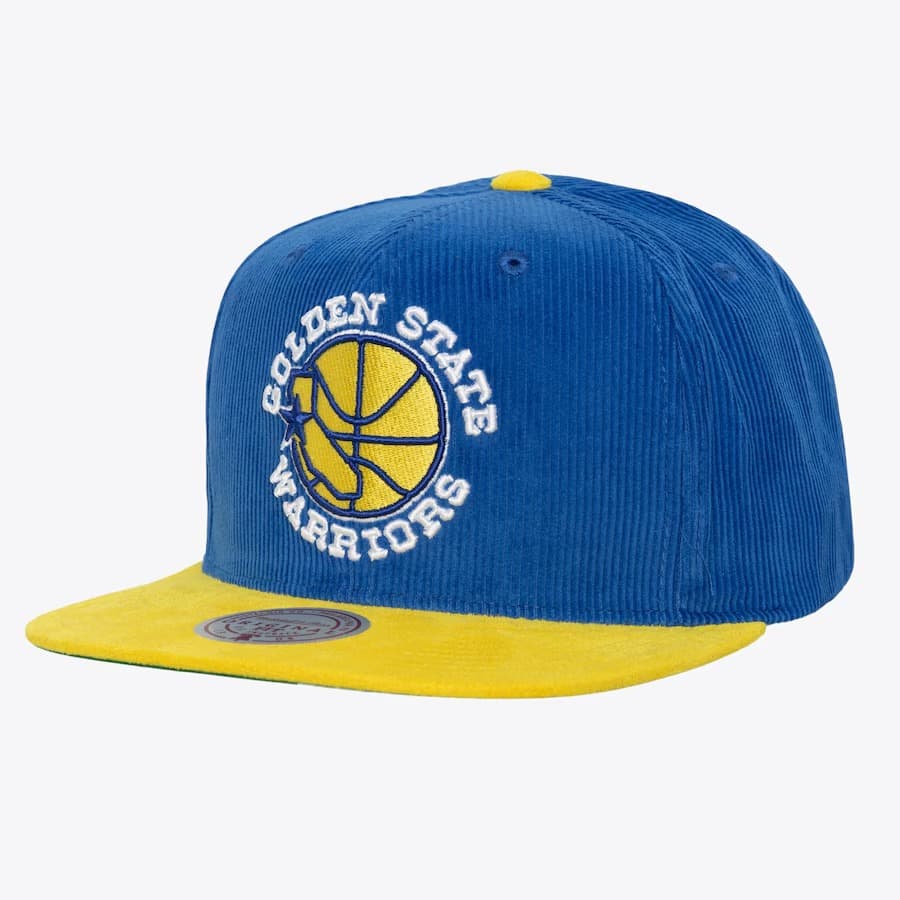 Бейсболка Mitchell & Ness Royal Gold Golden State Warriors Hardwood Classics Sueduroy Snapback Hat