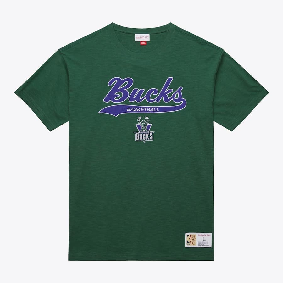 Футболка Mitchell & Ness Green Milwaukee Bucks Vintage Logo Legendary Slub T-Shirt