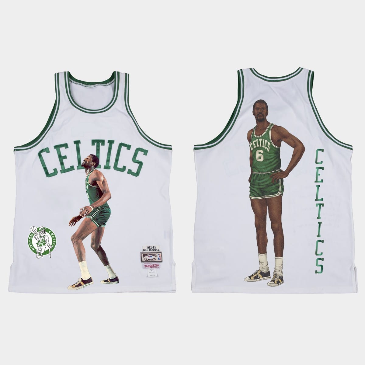 Баскетбольная джерси 1962-63 Boston Celtics #6 Bill Russell Sublimated Player White HWC Limited Jersey