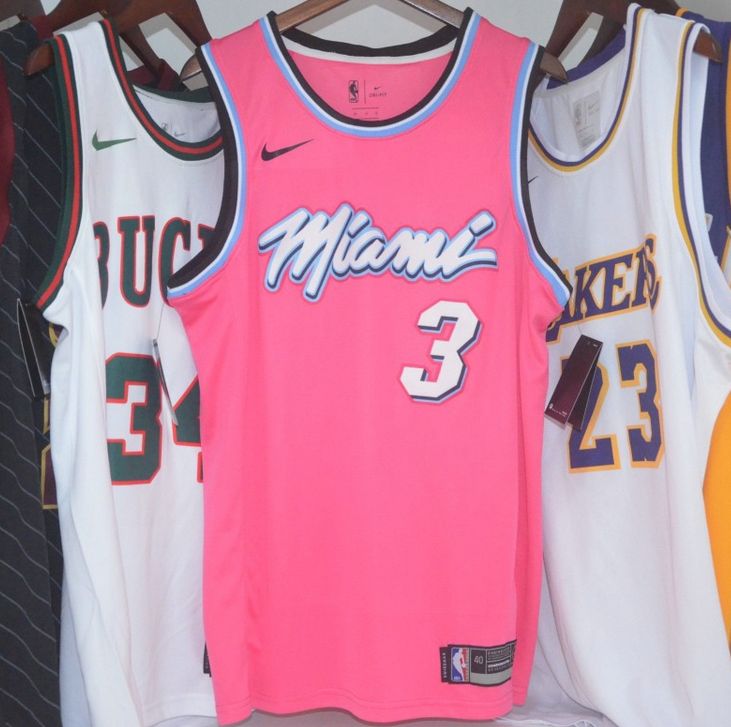 Баскетбольная джерси 2018-19 Dwyane Wade Miami Heat #3 Earned Pink