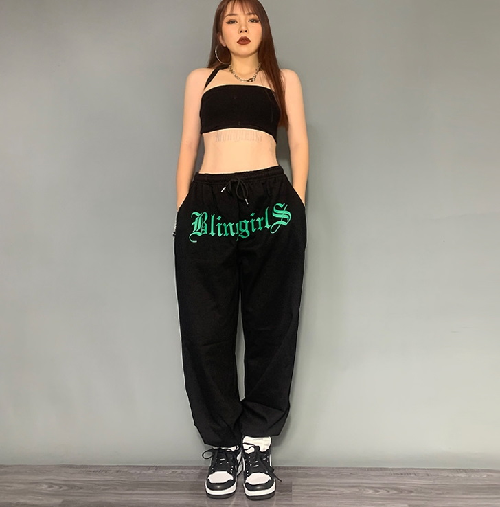 2020-Blinggirls-Hip-hop-Style-Sweatpants-Grey-Black-8