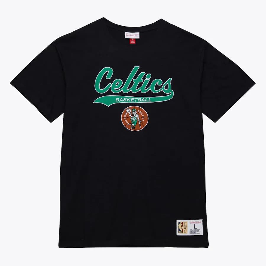 Футболка Mitchell & Ness Black Boston Celtics Vintage Logo Legendary Slub T-Shirt