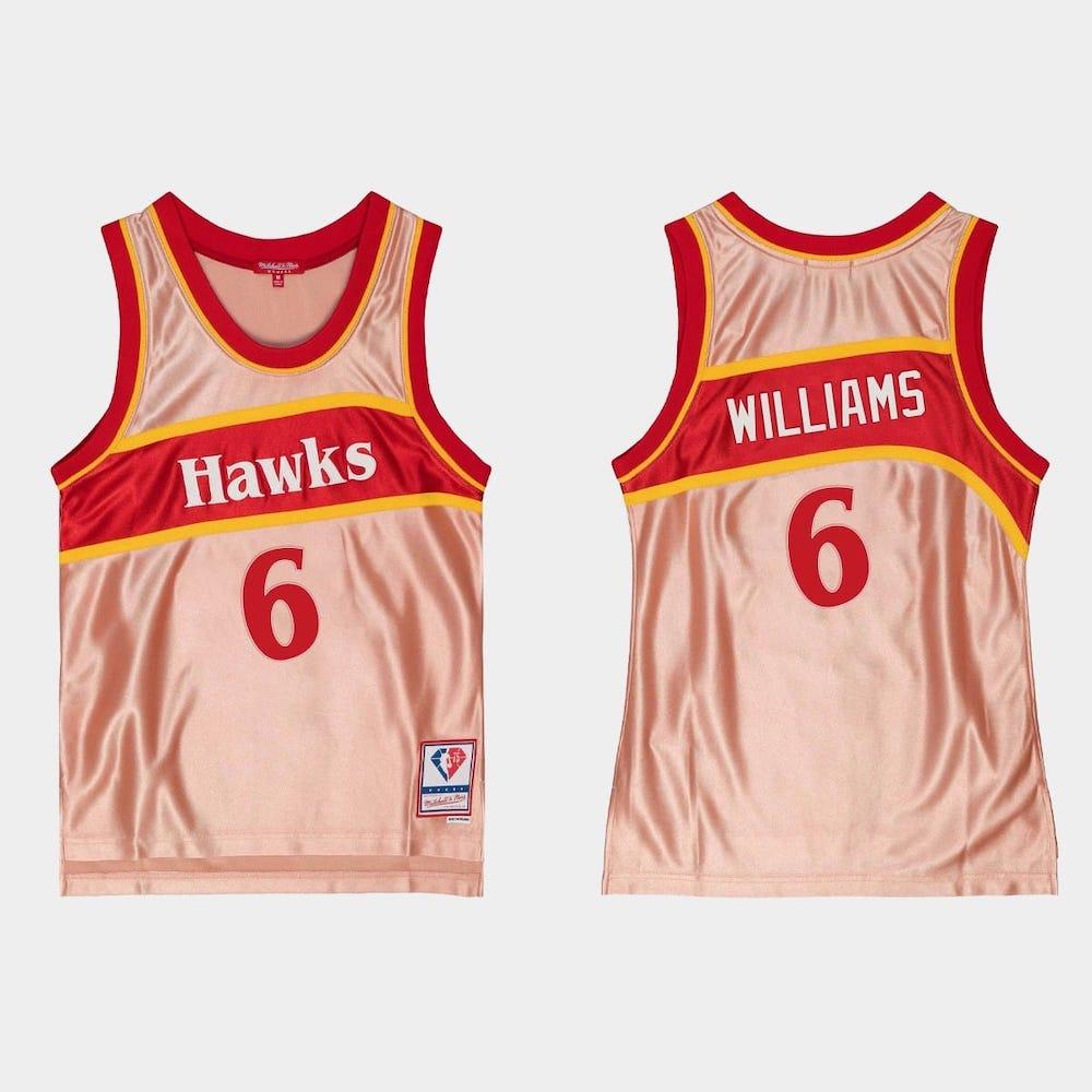 Баскетбольная джерси Atlanta Hawks #6 Lou Williams 75th Anniversary Rose Gold Jersey