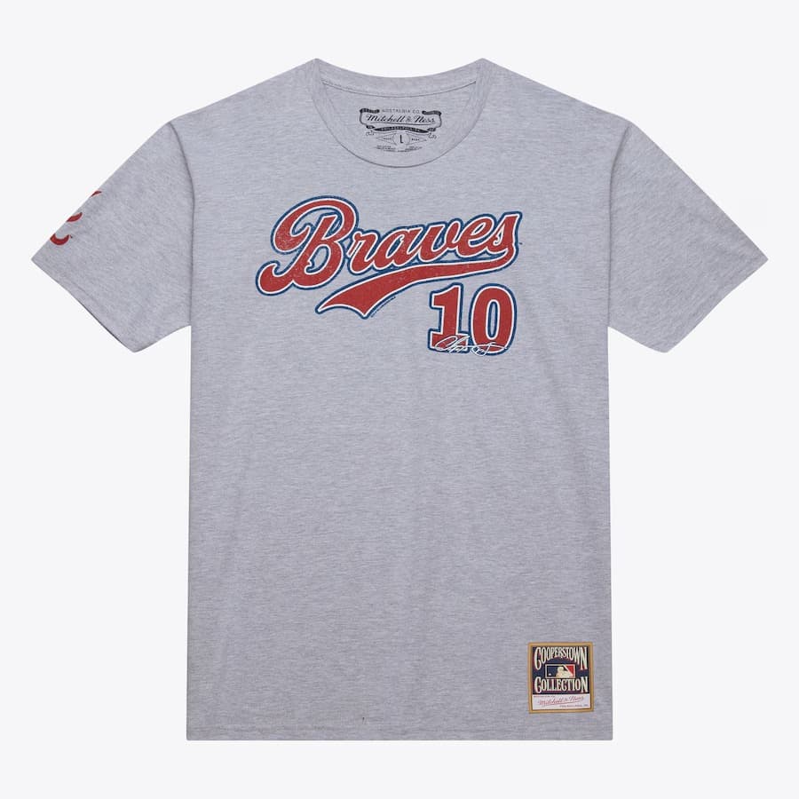 Футболка Mitchell & Ness Chipper Jones Gray Atlanta Braves Name & Number T-Shirt