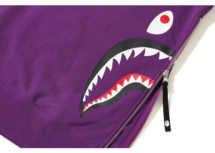 Худи BAPE Side Zip Shark Wide Pullover Hoodie Purple