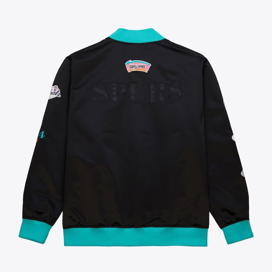 Бомбер Mitchell & Ness Black San Antonio Spurs Team OG 3.0 Satin Full Snap Jacket