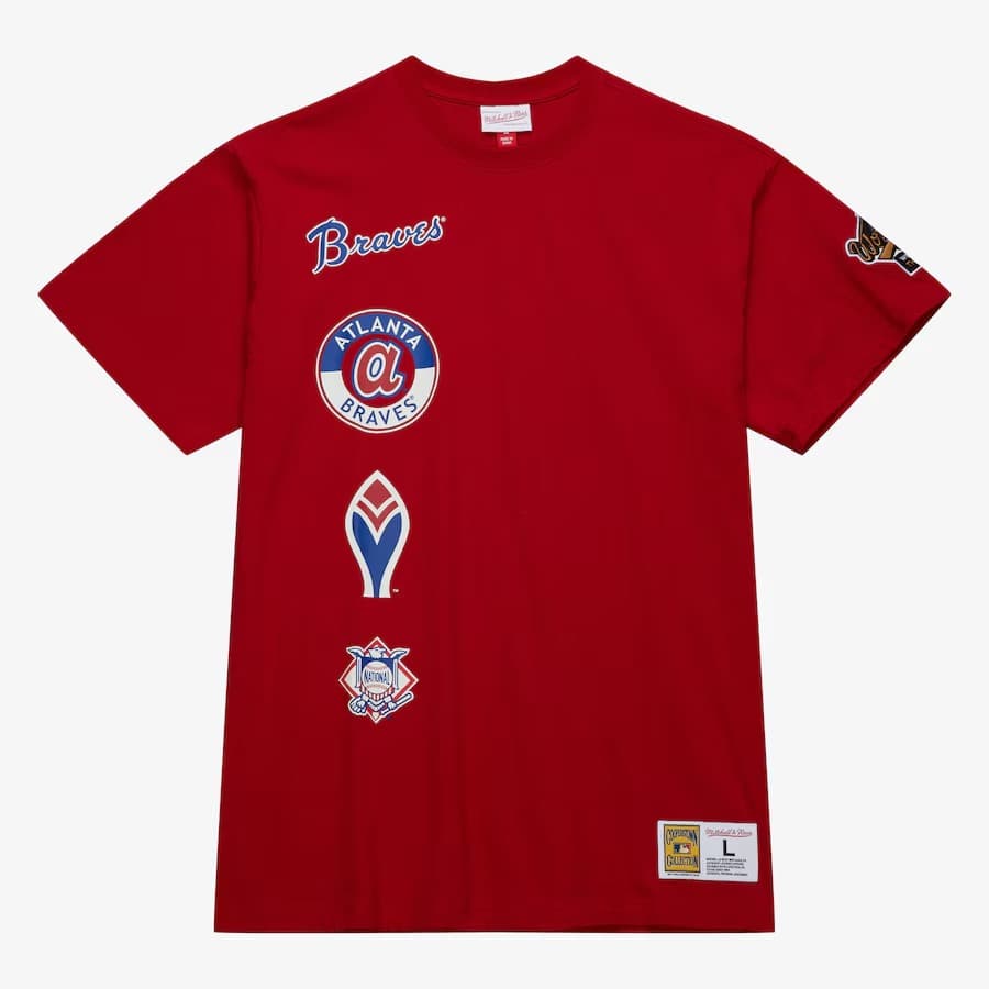 Футболка Mitchell & Ness Red Atlanta Braves Cooperstown Collection Hometown Vintage Logo T-Shirt