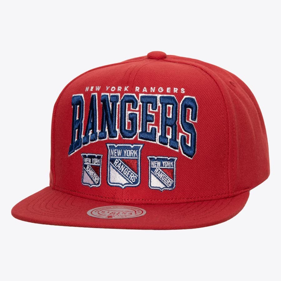 Бейсболка Mitchell & Ness Red New York Rangers Champ Stack Snapback Hat