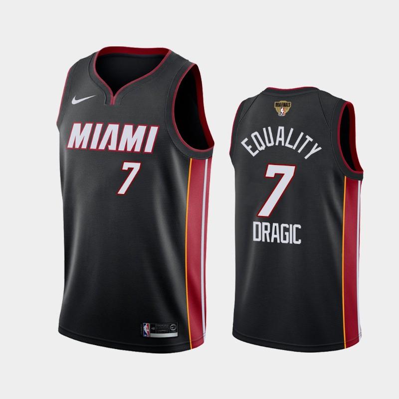 Баскетбольная джерси 2020 NBA Finals Bound Miami Heat Goran Dragic #7 Black Equality Icon