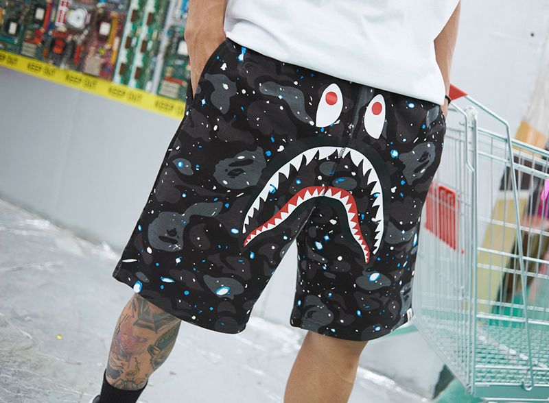 Спортивные шорты BAPE Shark Shorts Space Camo Glow In The Dark