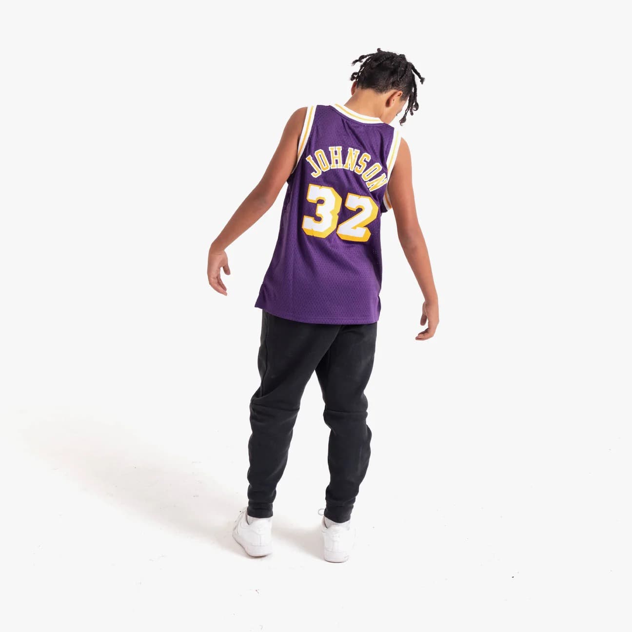 Баскетбольная джерси 1984-85 Los Angeles Lakers Magic Johnson #32 Youth Swingman Hardwood Classics Purple Jersey