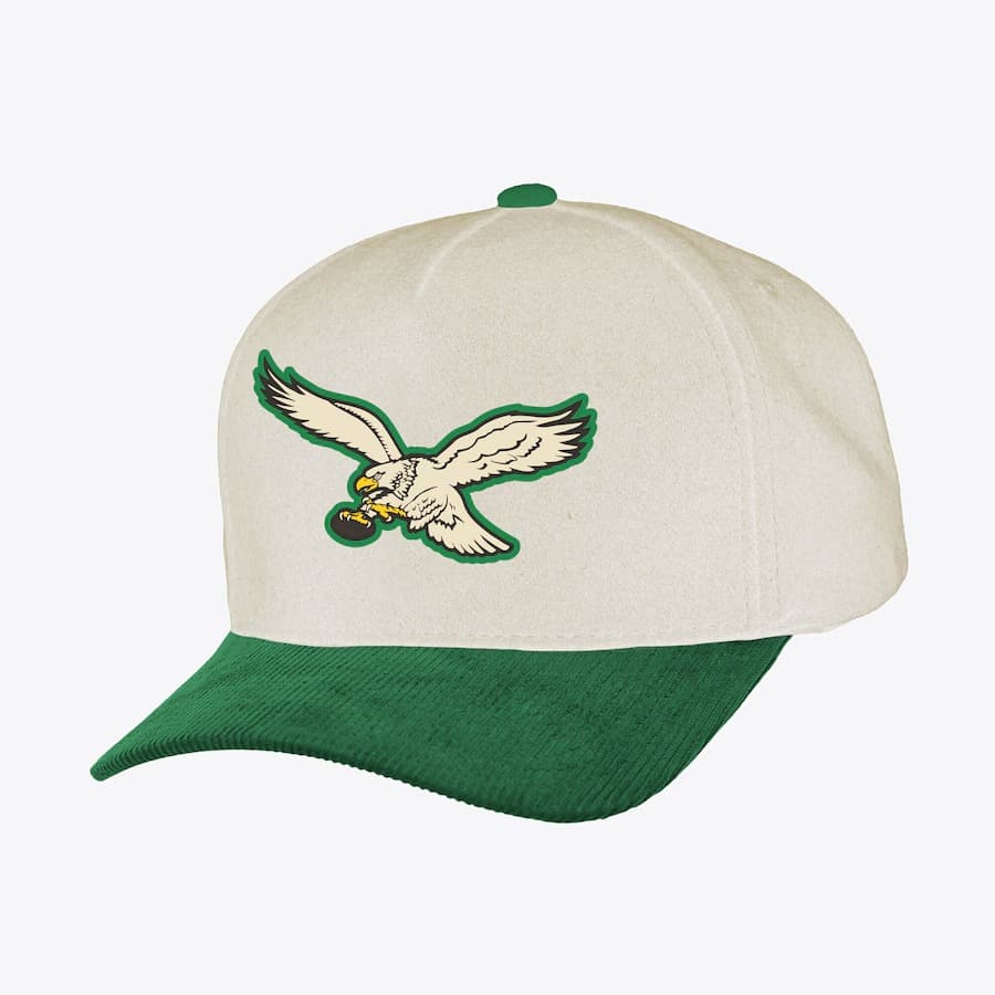 Бейсболка Mitchell & Ness White Philadelphia Eagles Corduroy Pro Snapback Hat