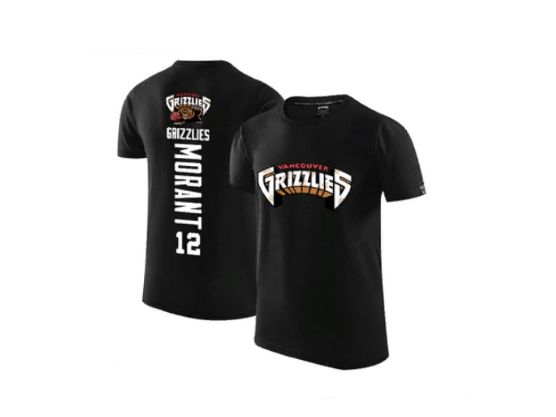 Футболка 2020 Grizzlies 12 Ja Morant Black T-shirt