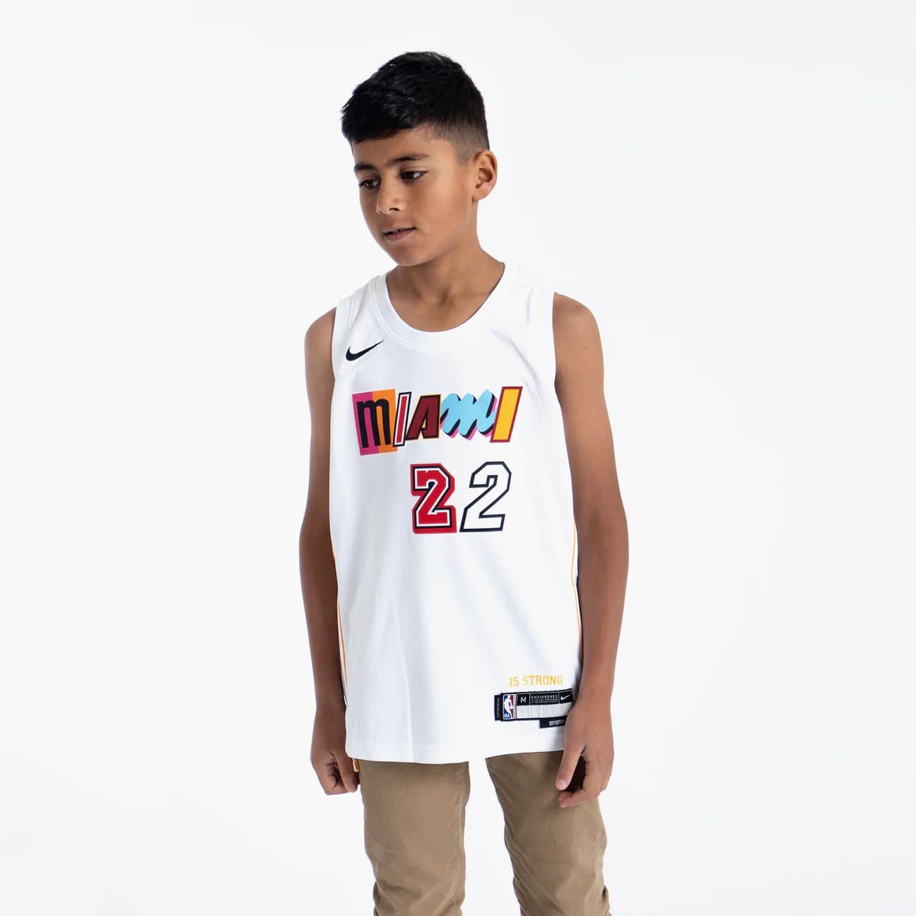 Баскетбольная джерси 2022-23 Miami Heat Jimmy Butler #22 Youth Swingman City Edition White Jersey