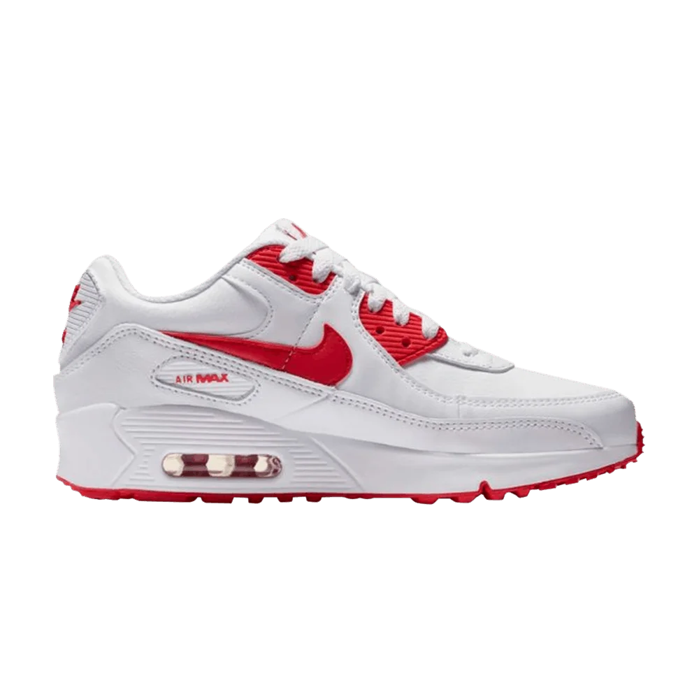 Krossovki-Nike-Air-Max-90-Leather-GS-White-Hyper-Red