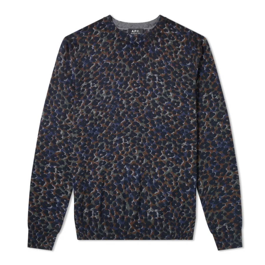 Свитшот A.P.C. Pull Fauve Crewneck Blue Leopard Print