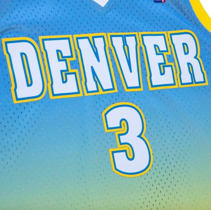Баскетбольная джерси 2006-07 Denver Nuggets #3 Allen Iverson Mitchell & Ness Fadeaway Yellow/Blue Jersey