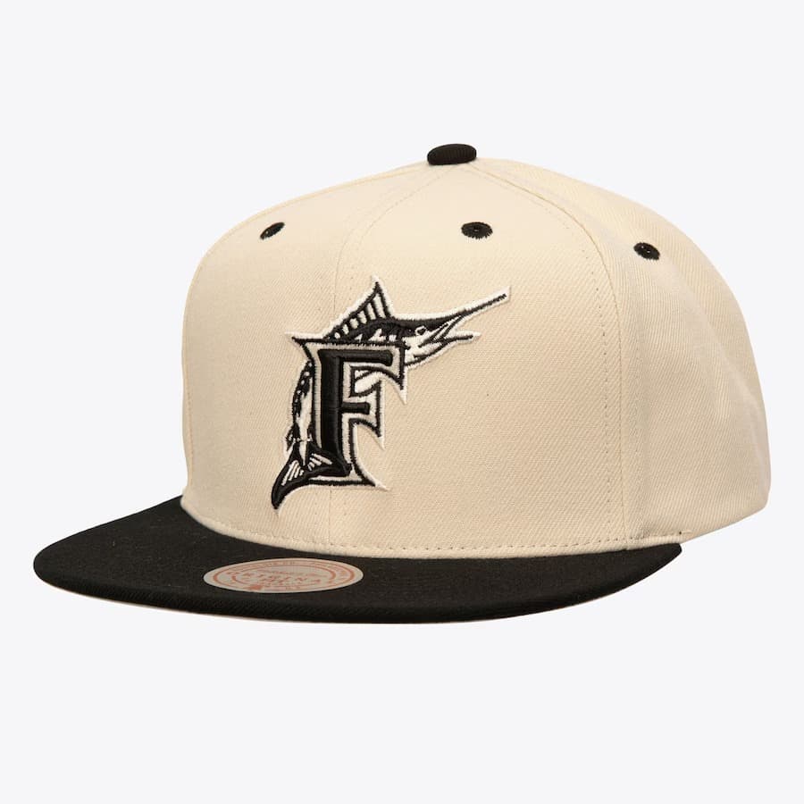 Бейсболка Mitchell & Ness Off White Florida Marlins Cooperstown Collection Snapback Hat