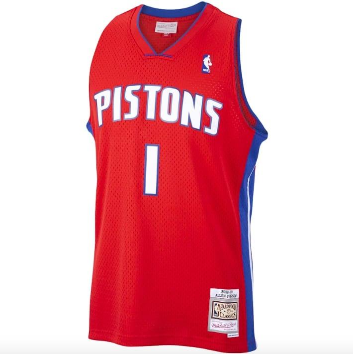 Баскетбольная джерси 2008-09 Detroit Pistons #1 Allen Iverson Mitchell & Ness Red Jersey