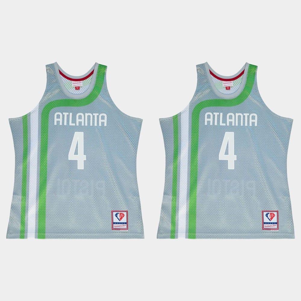 Баскетбольная джерси Atlanta Hawks #4 Spud Webb 75th Anniversary Retired Player Silver Jersey