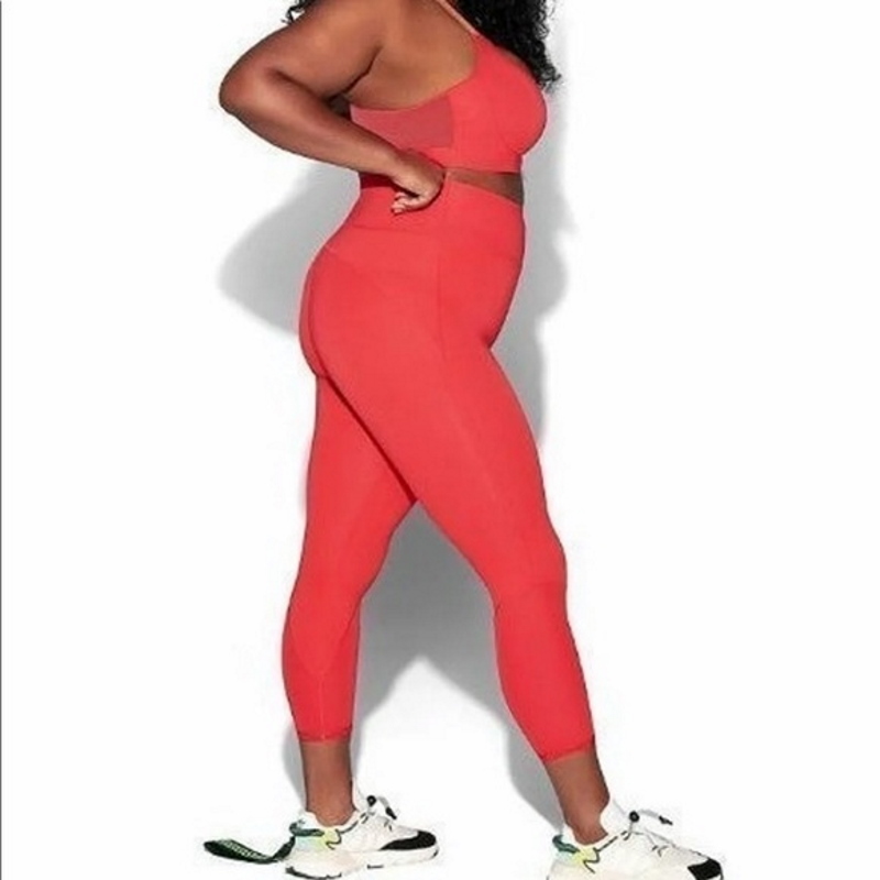 Тайтсы adidas Ivy Park Rib Panel Tights (Plus Size) Real Coral