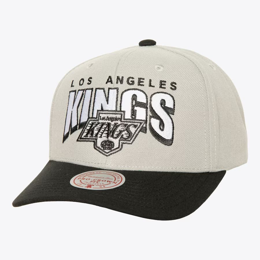 Бейсболка Mitchell & Ness Gray Los Angeles Kings Boom Text Pro Vintage Snapback Hat