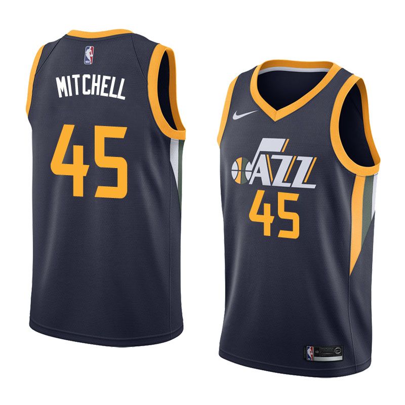 Баскетбольная джерси 2017-18 Donovan Mitchell Utah Jazz #45 Icon Navy
