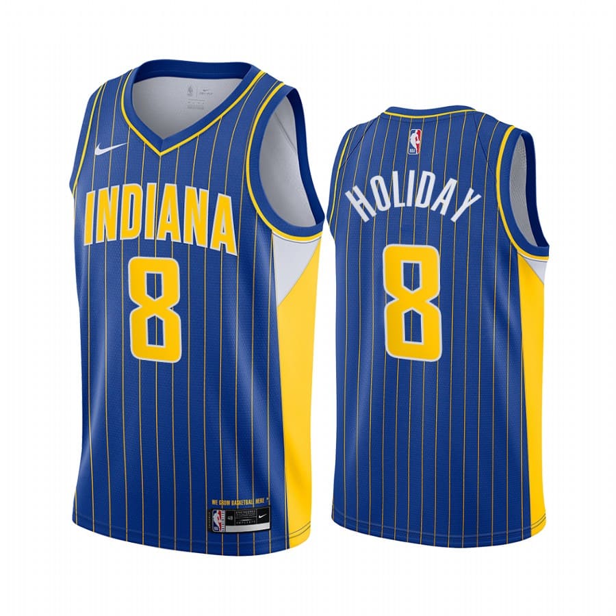Баскетбольная джерси 2020-21 Indiana Pacers #8 Justin Holiday City Edition Blue Swingman Jersey