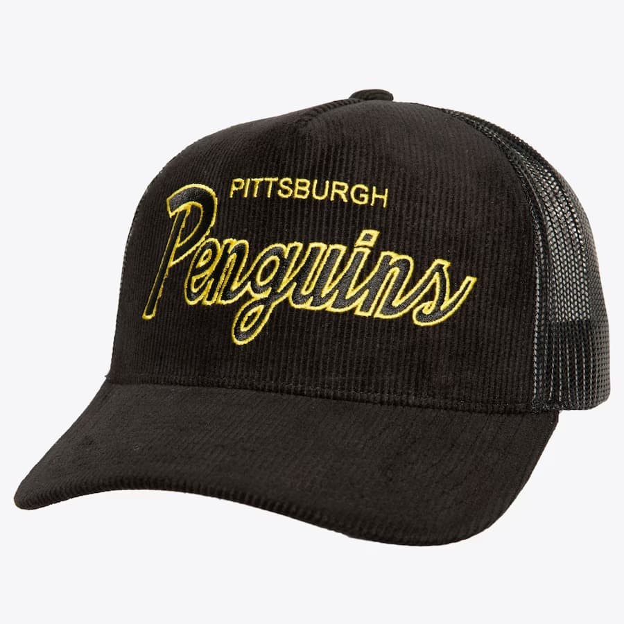 Бейсболка Mitchell & Ness Black Pittsburgh Penguins Times Up Trucker Adjustable Hat
