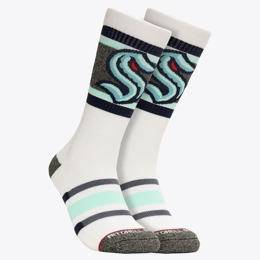 Спортивные носки Mitchell & Ness White Seattle Kraken Power Play Crew Socks