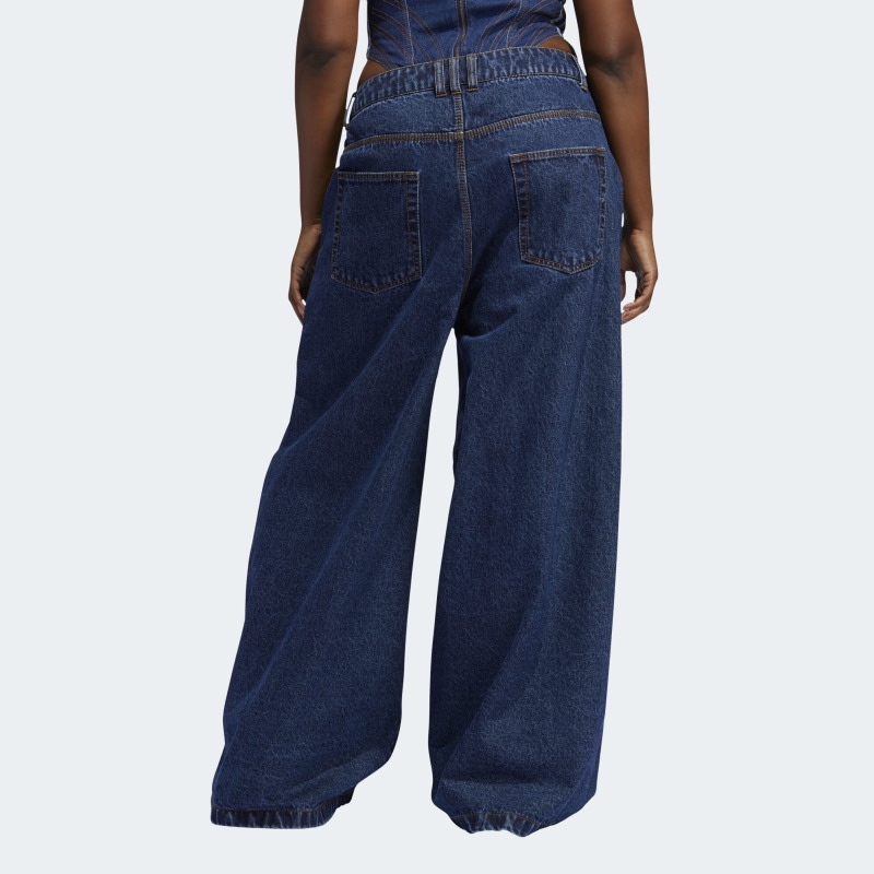 Спортивные брюки adidas Ivy Park Denim Wide-Leg Snap Pants Dark Denim