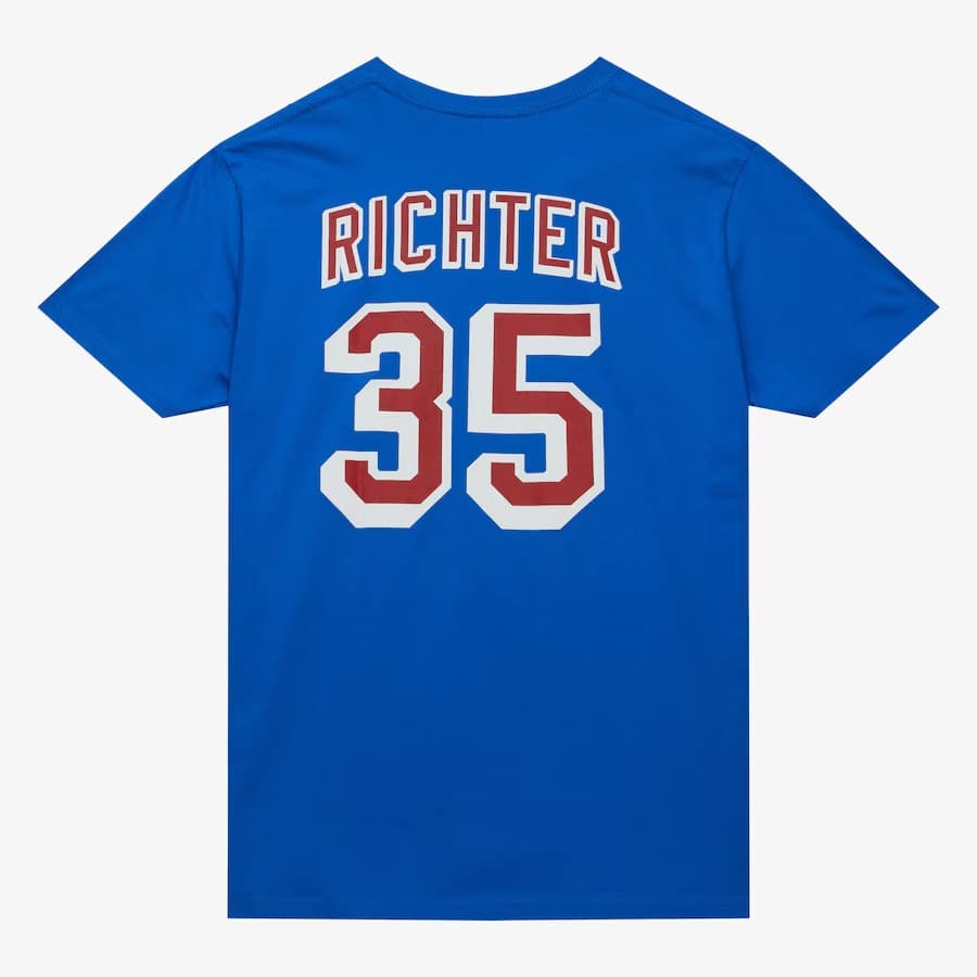 Футболка Mitchell & Ness Mike Richter Blue New York Rangers Name & Number T-Shirt