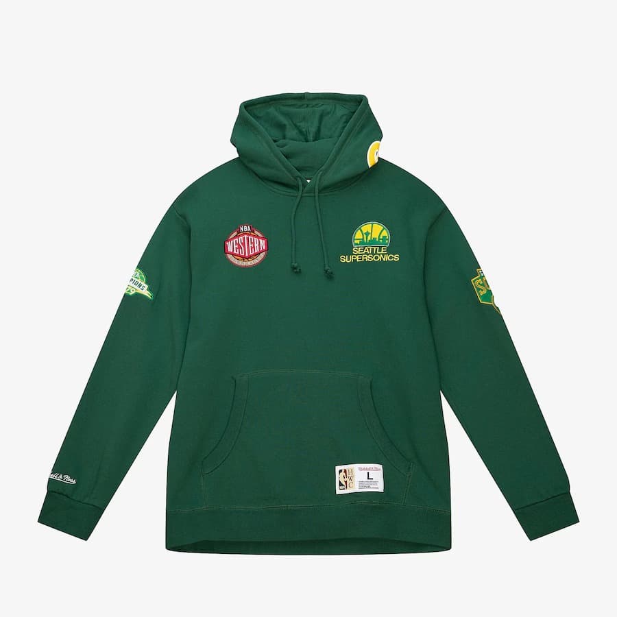 Худи Mitchell & Ness Green Seattle Supersonics City Collection Fleece Pullover Hoodie