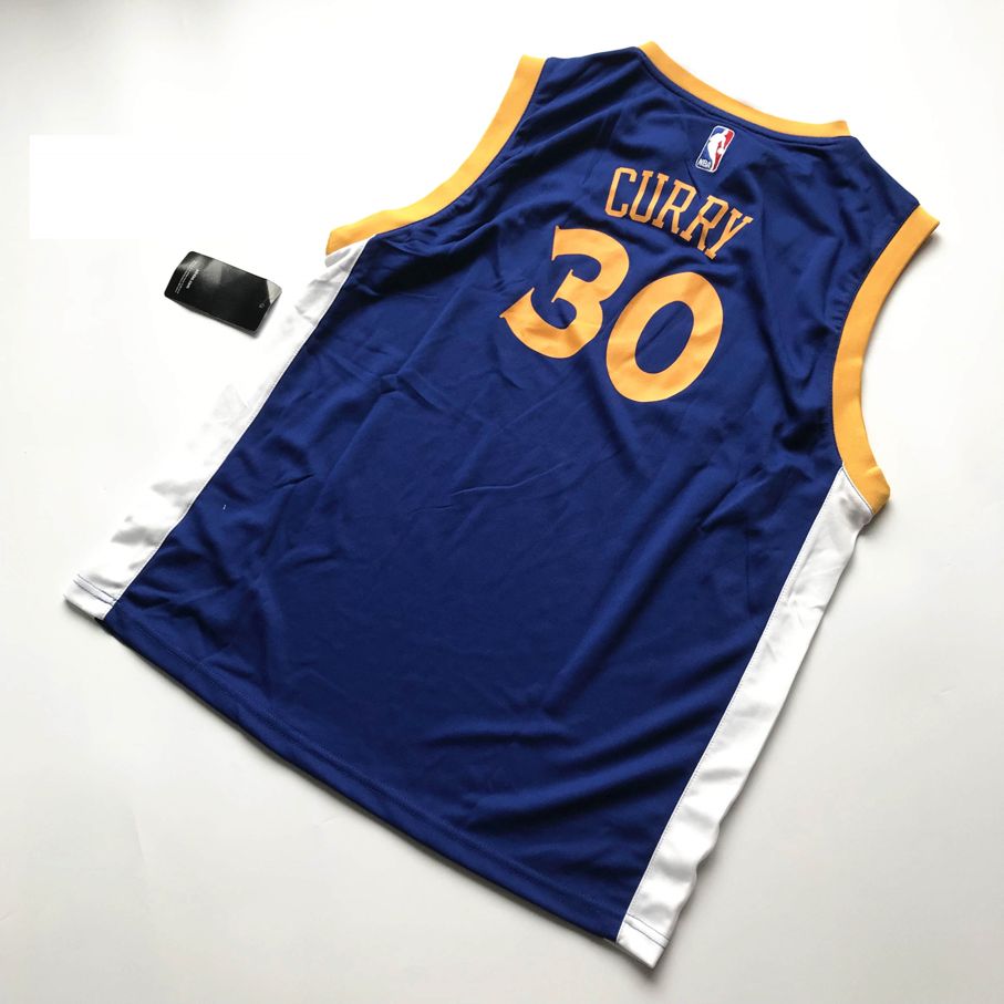 Баскетбольная майка adidas Stephen Curry Youth Warriors #30 Revolution 30 Swingman Road Blue