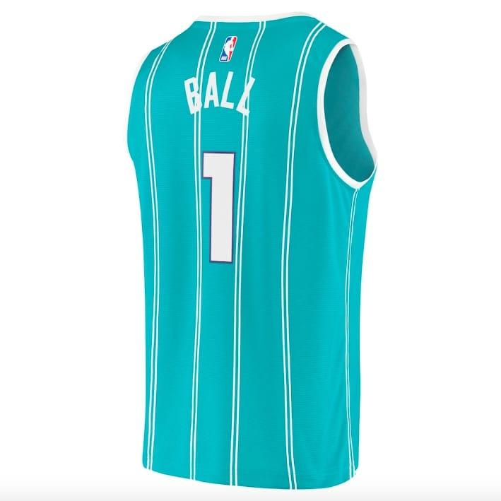 Баскетбольная джерси 2021-22 Charlotte Hornets #1 LaMelo Ball Fast Break Icon Teal Jersey