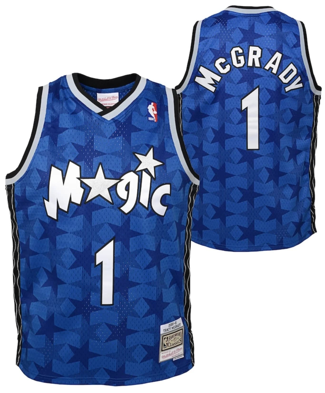 Баскетбольная джерси 2000-2001 Orlando Magic Tracy McGrady #1 Youth Hardwood Classics Throwback NBA Blue Pinstripe Jersey