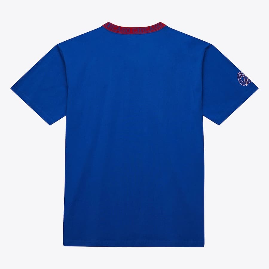 Футболка Mitchell & Ness Royal Chicago Cubs Jacquard Ringer Vintage Logo T-Shirt