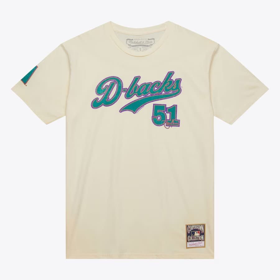 Футболка Mitchell & Ness Randy Johnson Cream Arizona Diamondbacks Name & Number T-Shirt