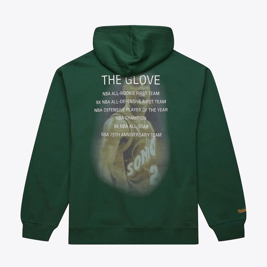 Худи Mitchell & Ness Gary Payton Green Seattle SuperSonics Name & Number Fleece Pullover Hoodie