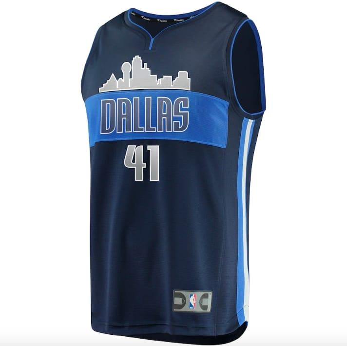 Баскетбольная джерси Dallas Mavericks #41 Dirk Nowitzki Fast Break Statement Navy Jersey