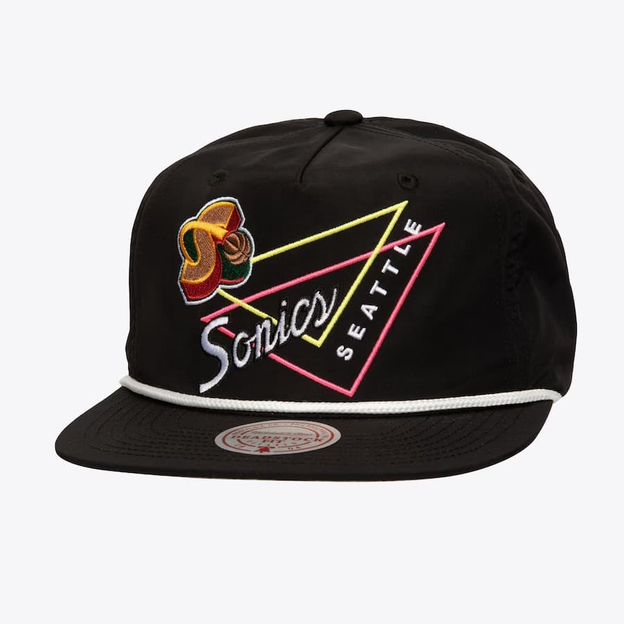 Бейсболка Mitchell & Ness Black Seattle SuperSonics Hardwood Classics Pew Pew Deadstock Snapback Hat